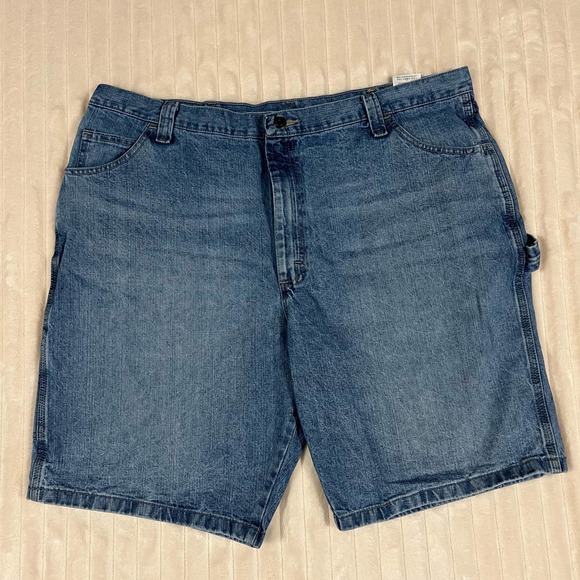 Wrangler 42 Medium Wash Carpenter Work Utility Denim Blue Jean Shorts - Picture 2 of 7